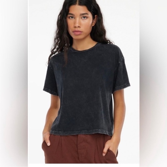 LACAUSA Tops - Anthropologie X LACAUSA Boxy Tee black Mineral Wash